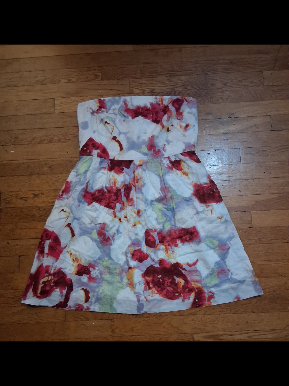 Banana Republic Strapless Floral Dress in White and Red